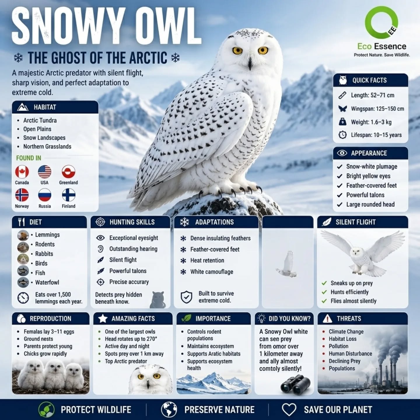 Snowy Owl: Distinctive Features and Habits